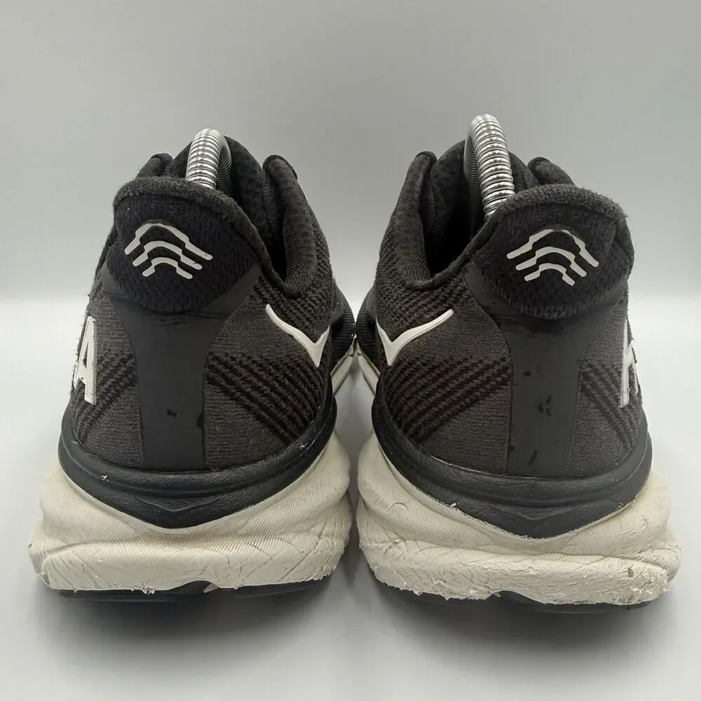 Hoka One One Clifton 9 Mens Size 9.5D Black White Walking Running Shoes Sneakers - Picture 5 of 8